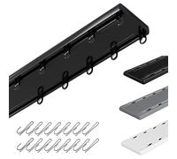 Double Silent Track Rails, Aluminium Curtain Tracks, Heavy Duty Sliding Curtains Rod Ceiling Mount Easy To Install For Room Divider Office Closet Basement 1.6-19.7 Ft(gray,3.3ft) Black 19.4ft