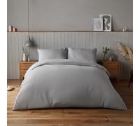 Silentnight Supersoft Duvet Set - Cosy & Comfortable Delicate Touch - Luxurious Easy Care Microfibre with Button Fastening - Stylish & Modern Duvet Quilt Cover + Pillowcase Bed Set, Double, Grey