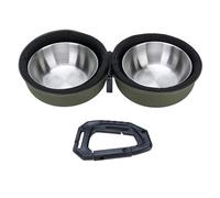 Double Silicone Dog Bowls for Food and Water Feeding Sturdy Reinforced,Collapsible Twin Pet Bowls Portable Pet Feeder Cat Bowl Cat Feeder Dish with for Walking Travel and Outdoor