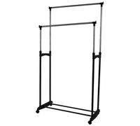 Double Silver Heavy Duty Garment Rac Adjustable Clothes Rail Stand