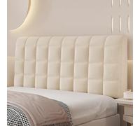 Double/Single Bed Headboard Cover Velvet Padded Headboard Slipcover Queen King Size Head board Protector Slipcover for Leather/Wood/upholstered/Iron Headboard Dustproof Decoration(180x65cm,Beige1)
