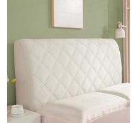 Double/Single Headboard Cover, Padded Bed Headboard Slipcover Super King Size Small, Protector Slipcover for Bed Headboard Dust Proof(Size:160cm,Color:Beige)