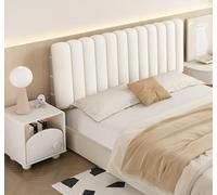 Double/Single Headboards for Beds, Velvet Headboard Cushion, Peel and Stick Anti-collision Wall Padding, Upholstered Headboard for Bedrooms, Children's Rooms, Two Installation Methods ( Color : White
