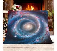 Double/Single Lightweight Warm Decorative Blanket Cosmic Galaxy Elements Ultra Soft Cozy Fleece Sherpa Throw Blanket,180x200 cm Blue Antistatic Reversible No Shed No Pilling Cozy Fluffy