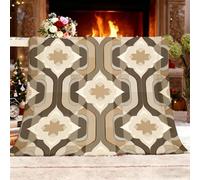 Double/Single Lightweight Warm Decorative Blanket Creative Geometric Floral Ultra Soft Cozy Fleece Sherpa Throw Blanket,130x150 cm Light Yellow Antistatic Reversible No Shed No Pilling Cozy Fluffy