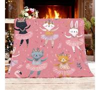 Double/Single Lightweight Warm Decorative Blanket Cute Ballet Animals Ultra Soft Cozy Fleece Sherpa Throw Blanket,130x150 cm Pink Antistatic Reversible No Shed No Pilling Cozy Fluffy