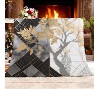 Double/Single Lightweight Warm Decorative Blanket Modern Art Geometry Ultra Soft Cozy Fleece Sherpa Throw Blanket,140x180 cm Grayish White Antistatic Reversible No Shed No Pilling Cozy Fluffy