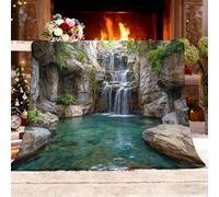 Double/Single Lightweight Warm Decorative Blanket Nature Waterfalls Scenery Ultra Soft Cozy Fleece Sherpa Throw Blanket,100x130 cm Green Antistatic Reversible No Shed No Pilling Cozy Fluffy
