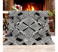 Double/Single Lightweight Warm Decorative Blanket Zebra Stripes Geometry Ultra Soft Cozy Fleece Sherpa Throw Blanket,100x130 cm Black And White Antistatic Reversible No Shed No Pilling Cozy Fluffy