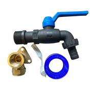 Double/SingleOutlet Ultra Tough Nylon Garden Tap+Brass 15mm Wallplate+PTFE Tape (Single Lever)