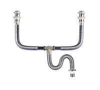 Double Sink Bathroom Vanity Cabinet All-Copper Construction Deodorizing Drain Hose 3-Way H-Section Design Modern Home Storage Solution& Stylish.