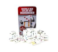 Double Six Color Dot Dominoes Set - 28-Piece Educational Game in Tin Case | Classic Matching Game for Kids & Families | Multicolor Dominoes for Ages 5+