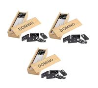 Double Six Dominoes Set - 28 Classic Black & White Tiles with Wooden Storage Box - Retro Family Board Game for Kids & Adults - Travel Toy Traditional Games (3 x Boxes of 28 Pcs-84 Dominoes)