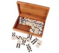 Double Six Dominoes Set of 28 Traditional Board Travel Game Toy Bamboo Box