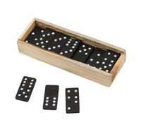 Double Six Dominoes Set - Wood 5.71x1.97x1.10in | Classic Domino Train Game | 28 Tiles Classic Mexican Train Dominoes For Family Game Night Black Wooden Color