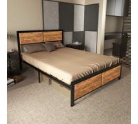 HOMCOM Bed Frame with Footboard & Under Bed Storage Brown | Size: Double HOMCOM Brown Double