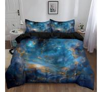 Double Size Duvet Cover Sets, Black Bedding - Surreal Celestial Universe Galaxy Print theme Bedding Sets, Soft Microfiber Quilt Cover 200 x 200 cm, Four-season use, easy to care for