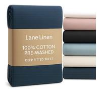 Double Size Fitted Sheet - 100% Cotton Percale - Soft, Pre-Washed & Easy Care - Deep Fit 38cm - Hotel Style Bottom Sheet - Long-Lasting Comfort - Estate Blue