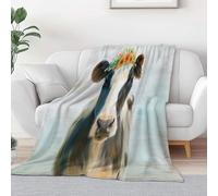 Double Size Flannel Throw Blanket, Nature Surrealism Cow Cozy and Soft Plush Warm Blankets 71 × 88 inch - Light Gray Fleece Blanket for Bedroom Living Rooms Couch Sofa Bed