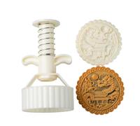 Double Size Moon Cakes Maker Jades Rabbits Dragon Design Sturdy ABS Baking Tool for Autumn Festival Double Side Stamps for Baking