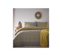 (Double Size) Moroccan duvet set ochre & grey quilt cover & pillow cases bedding