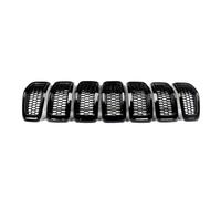 Double Slat Grill For Jeep For Cherokee 2014 2015 2016 2017 2018 Front Grille Insert Honeycomb Mesh Grill Front Bumper Lower Bottom Grille(Black)