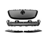 Double Slats Grill For Jaguar XJ 2010 2011 2012 2013 2014 2015 4Pcs Gloss Black Car Front Bumper Grille Upper+Lower Mesh Grill Front Grille Frills