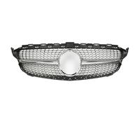 Double Slats Grill For Mercedes For Benz W205 2014-2018 Diamond Grill Front Mesh Grille Auto Part C180 C200 C250 Grille Front Bumper Gril Front Radiator Grille Frills(Silver)