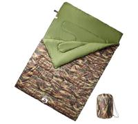 Double Sleeping Bag Adult with Pillow, 220 x 150 cm, 3-4 Seasons, Water-Repellent, Breathable, with Zip and Hood for Camping, Hiking, Trekking, Outdoor, Travel, Festival