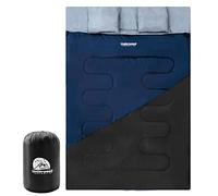 Double Sleeping Bag for Adult and Kids with 2 Pillows for Camping,2.4/2.8kg | Lightweight 2 Person Camping Sleeping Bag, Compact Cotton Design for 3-4 Season Use, Separates into Two Single Bags