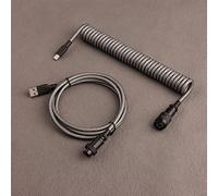 Double-Sleeved Detachable Aviator Connector USB-C Coiled Cable For Custom Gaming Mechanical Keyboards (Color : Dark grey black)