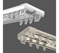 Double Sliding Curtain Rail System 0.7 to 6m Adjustable Aluminum Ceiling Track for Room Divider Ideal for Living Room Bedroom Office Hospital (White 240cm)