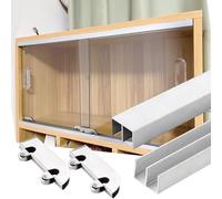 Double Sliding Door Hardware Kit for s Cabinet & Shelf Adhesive Track System 3.4m (11.2ft) - Smooth s Door Fittings for Closet Sto Soluts