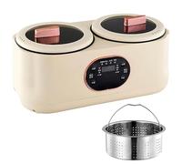 Double Slow Cooker - Electric Multi-functional Double-liner Hotpot Pot with Digital Screen Display, 1.8 L + 1.8 L Capacity, Non Stick Electric Cooking Pot Rice Maker To Appointment Timer