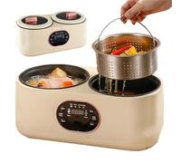 Double Slow Cooker with Digital Screen Display, Non-Stick Hot Pot, 24H Timer/8H Keep Warm, 6 Modes for Rice, Steaming & Hotpot, Multi-Cooker for Dormitory Home Camping