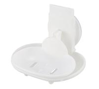 Double Soap Dish Strong Suction Soap Holder Cup Tray for Shower Bathroom (White)