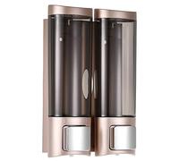 Double Soap Dispenser with Clear Body, 2 Outlets and Removable Bottle Holder, Bathroom and Kitchen Wall Mounted with Double Sided Foam Tapes and
