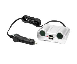 Double Socket 12V 24V Cigarette Lighter USB 2x Distributor Car Power Adapter