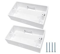 Double Socket Back Box, 2PCS White ABS Electrical Box with Screws, 146mm x 85mm x 35mm Wall Mount Back Box for Switches and Sockets, Durable Surface Mount Solution for Professional Installations