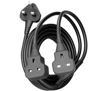 Double Socket Extension Lead, 2 Gang Extension Lead with Plug UK, Heavy Duty Y Splitter Power Cable Plug Extender 13A Outdoor Socket for Home Kitchen Office Outside Garden, Black 4M (2+2m)
