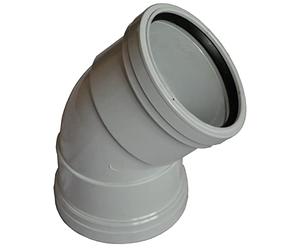 Double Socket Pushfit Soil Pipe 45 Degree Bend - White