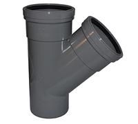 Double Socket Pushfit Soil Pipe 45 Degree Tee - Grey