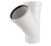 Double Socket Pushfit Soil Pipe 45 Degree Tee - White