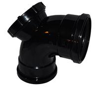Double Socket Pushfit Soil Pipe 90 Access Bend - Black