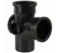 Double Socket Pushfit Soil Pipe 92.5 Degree Access Tee With Boss - 110mm Triple Socket Branch Black Soil Pipe Fittings