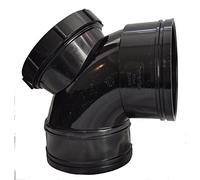 Double Socket Solvent Soil Pipe 90 Access Bend - Black
