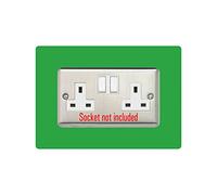 Double Socket Surround, Square Acrylic Back Panel Finger Plate, Decorative Frame for Neat and Tidy Finish, Font Colour:Light Green