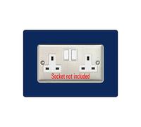 Double Socket Surround, Square Acrylic Back Panel Finger Plate, Decorative Frame for Neat and Tidy Finish, Font Colour:Navy