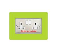 Double Socket Surround, Square Acrylic Back Panel Finger Plate, Decorative Frame for Neat and Tidy Finish, Font Colour:Lime Green