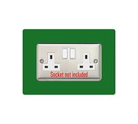 Double Socket Surround, Square Acrylic Back Panel Finger Plate, Decorative Frame for Neat and Tidy Finish, Font Colour:Dark Green